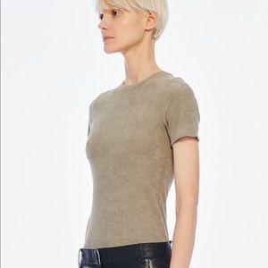 Tibi Dry Loop Terry Baby Tee Tan